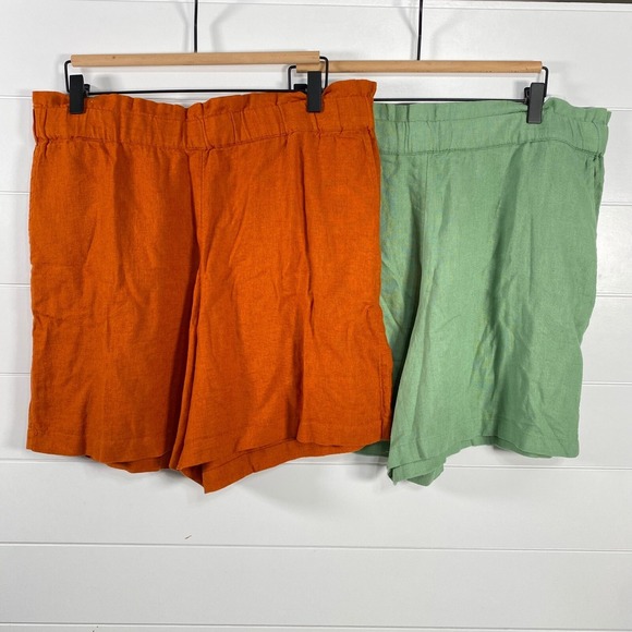 Jason Wu Womens Linen Blend Elastic Waist Shorts sz M Lot Bundle of 2 Comfort - Picture 1 of 12
